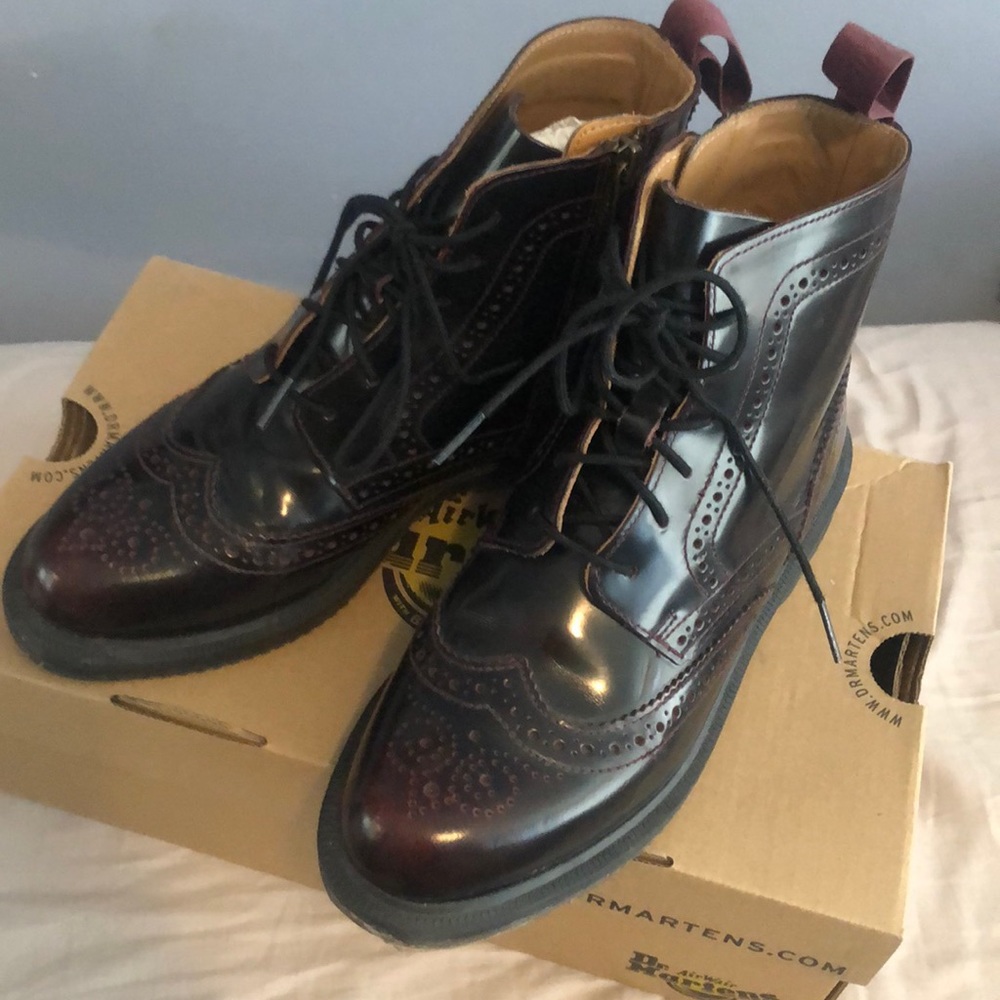 Dr Martens Delphine Boots in Cherry Red Arcadia